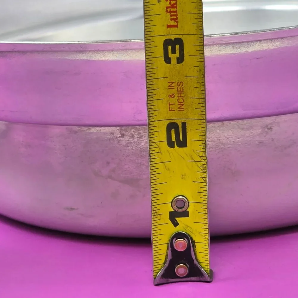 Vintage Aluminum Pan Wooden Handle Sturdy Construction Ideal Kitchen Use Display